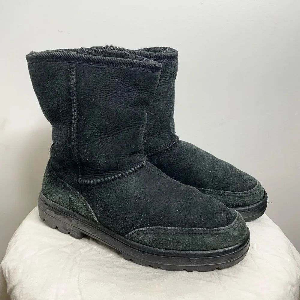 UGG Australia Classic Short Off Roader Leather 5525 Lined‎ Winter Boots Black 7